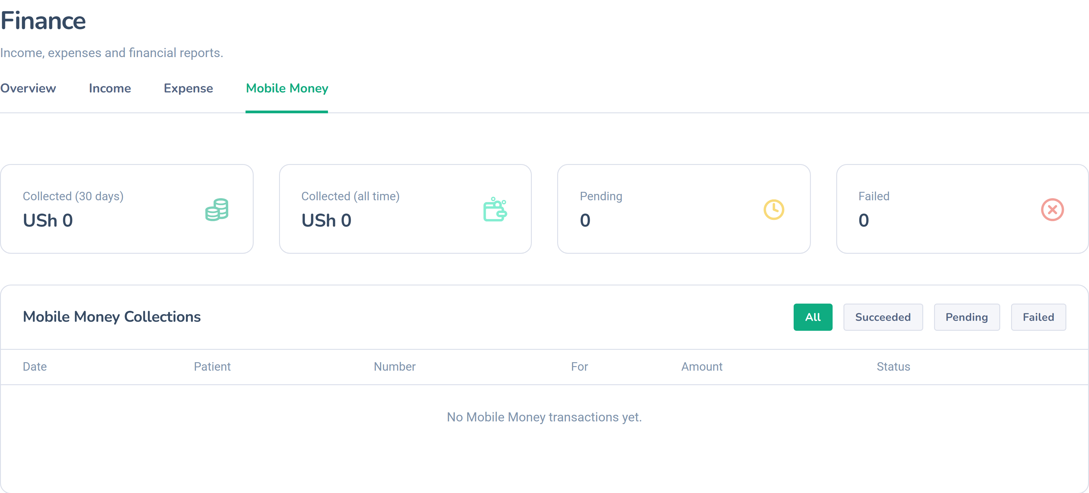 Dashlead Mobile Money transaction log with references and settlement status