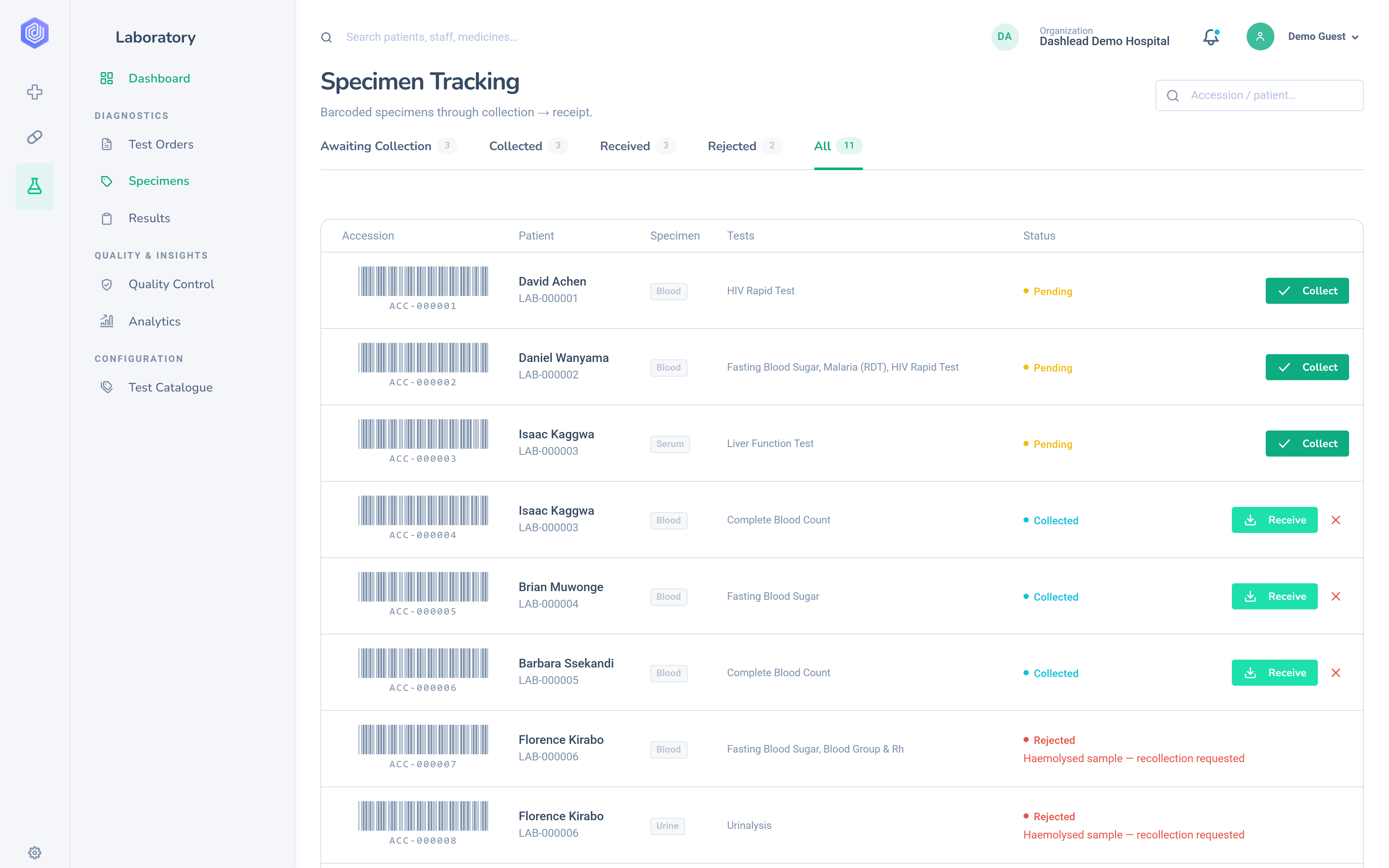 Specimen Tracking