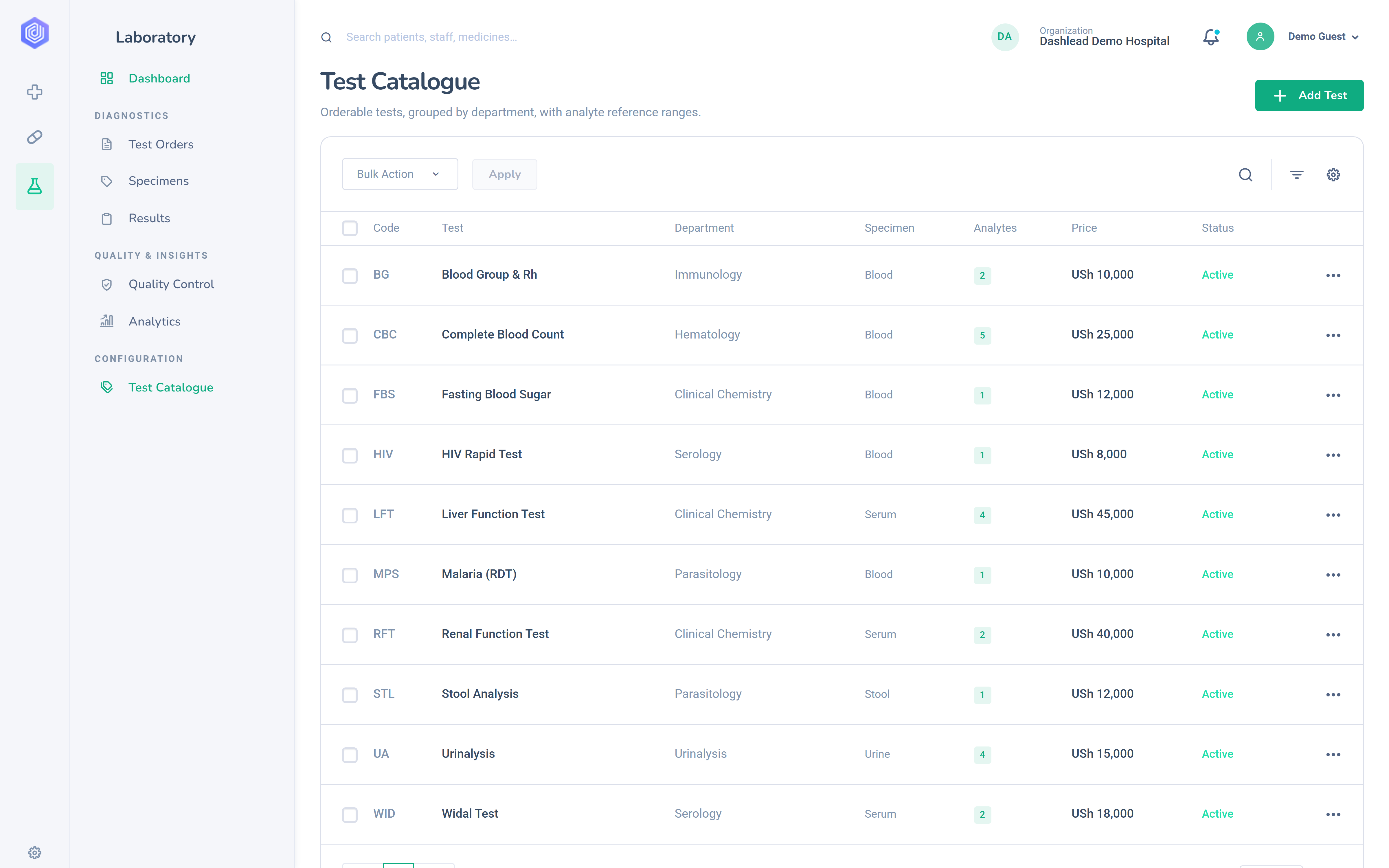 Test Catalogue